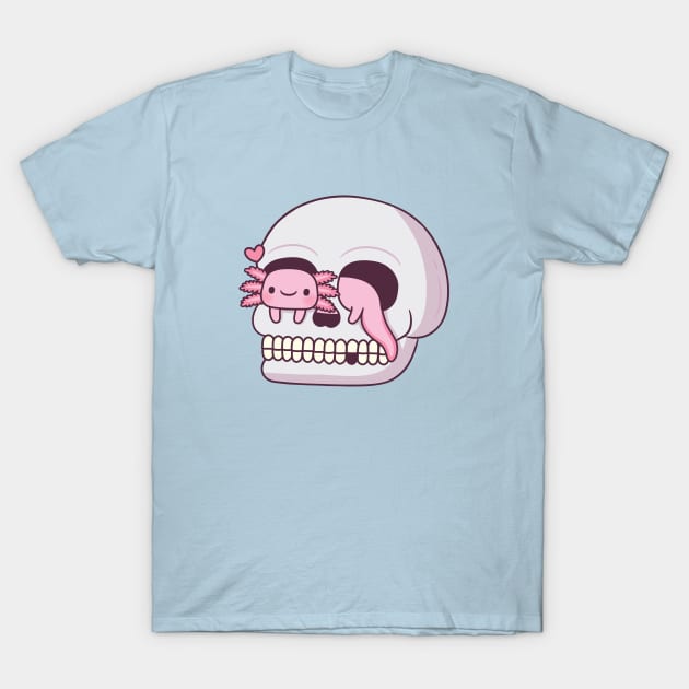 Cute Axolotl In Skull T-Shirt by rustydoodle